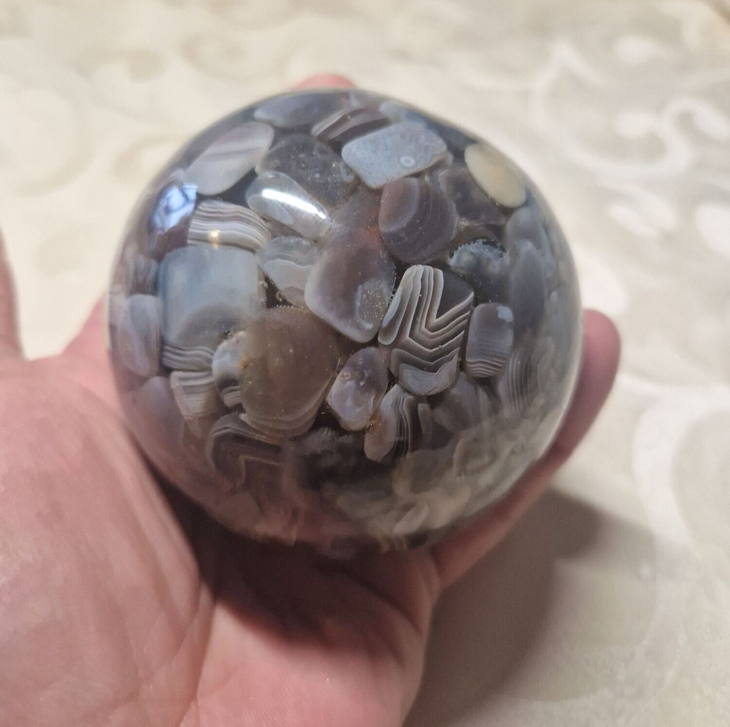 Orgonit Kugel mit Botswana Achat - ca. 8,5 cm