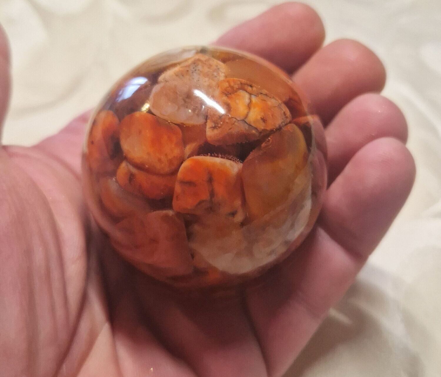 ​Orgonit Kugel mit Karneol - ca. 5,5 cm