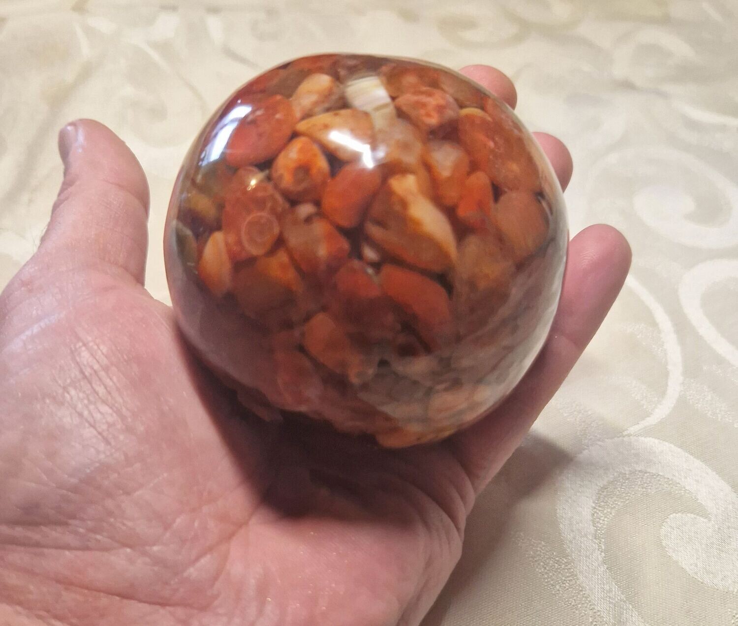 Orgonit Kugel mit Karneol - ca. 8,5 cm