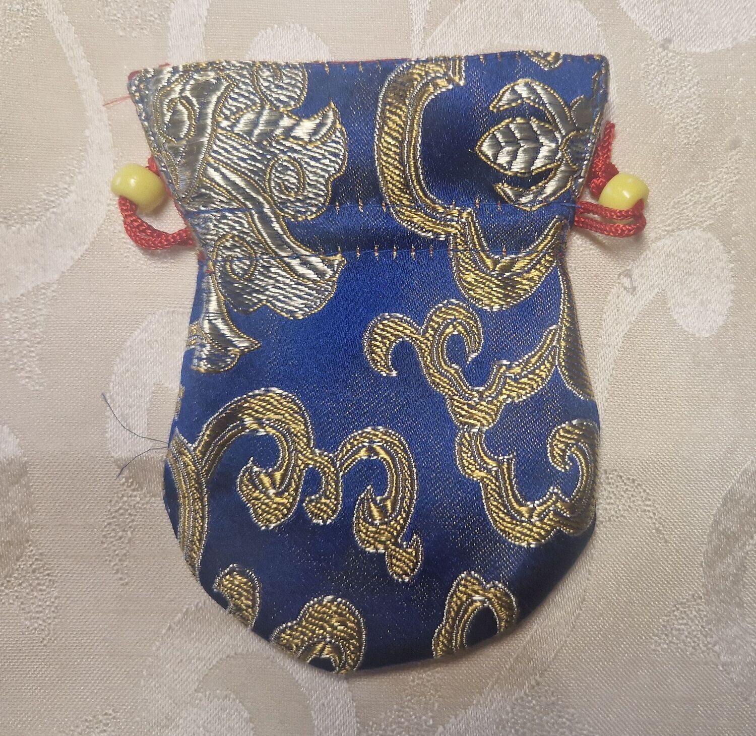 Brokattasche - Pendeltasche - doppelter Dorje - gelbe Kugeln
