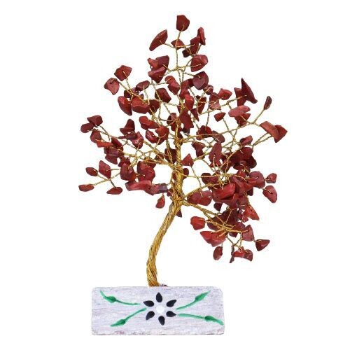 ​​Indischer Edelsteinbaum - 160 Steine roter Jaspis