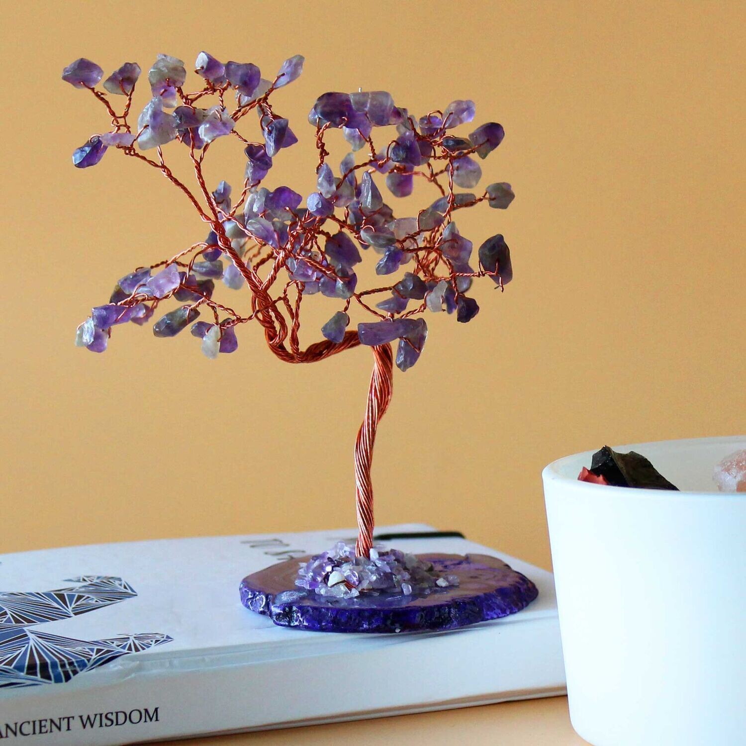 ​Edelsteinbaum - 100 Steine Amethyst auf Achat