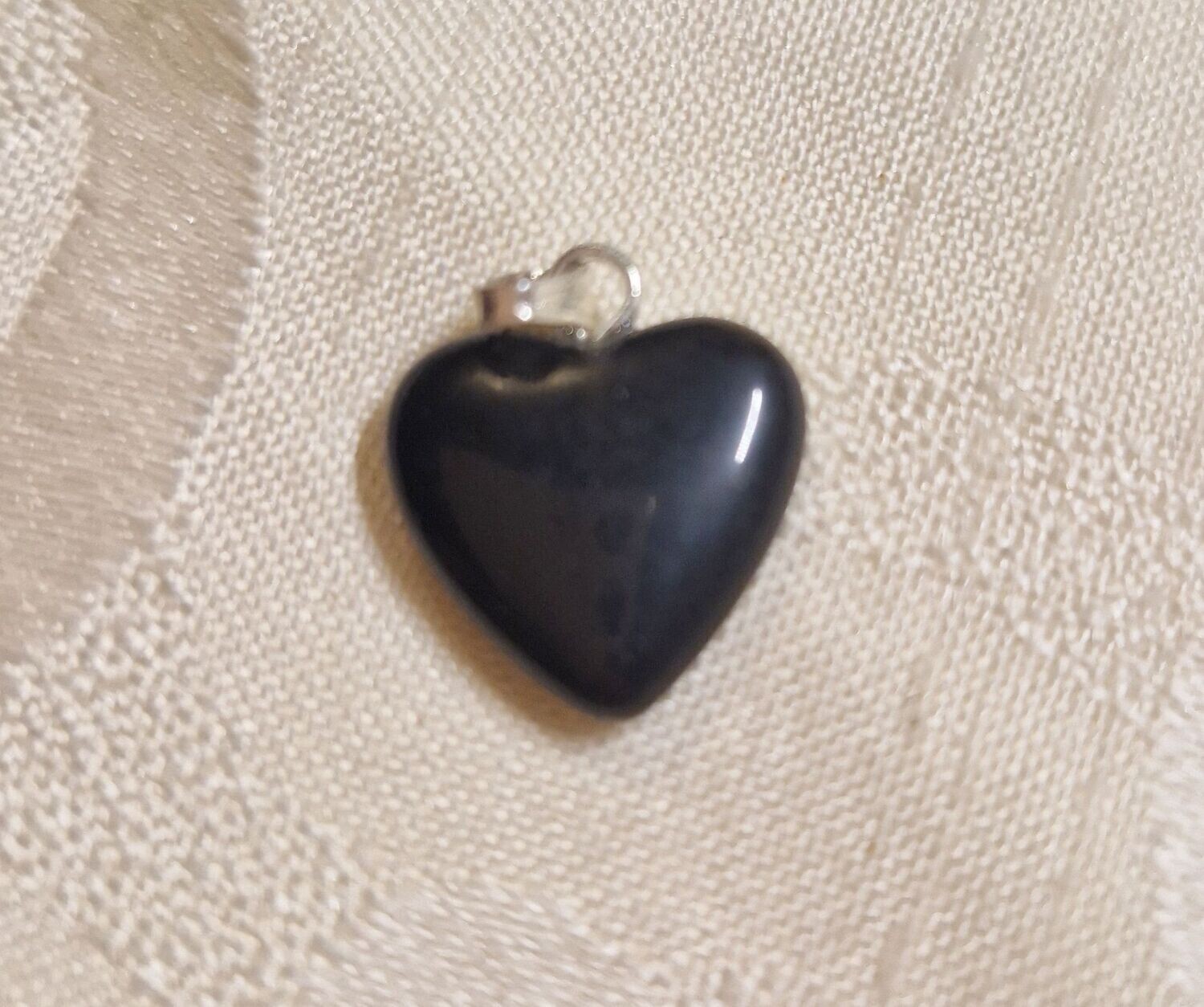 Herz-Anhänger - Obsidian - 15 mm