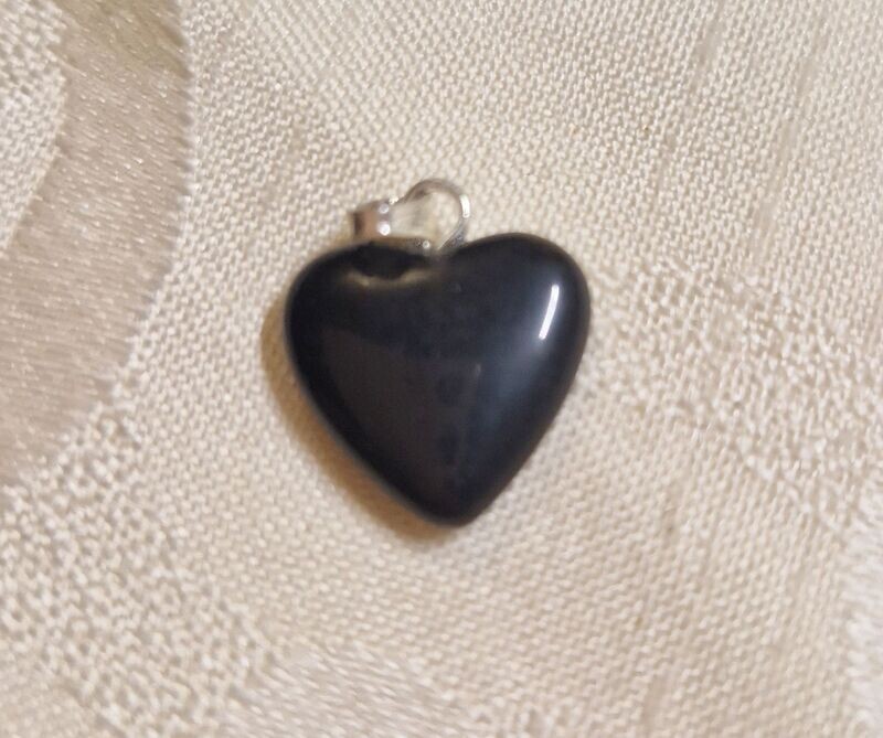 Herz-Anhänger - Obsidian - 15 mm
