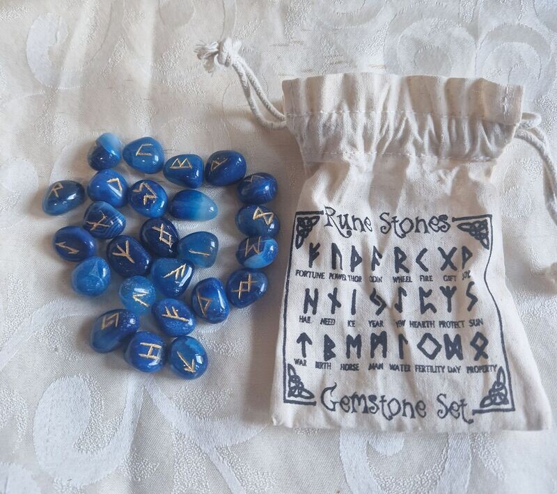 ​Indisches Edelstein-Runen-Set - Blue Onyx