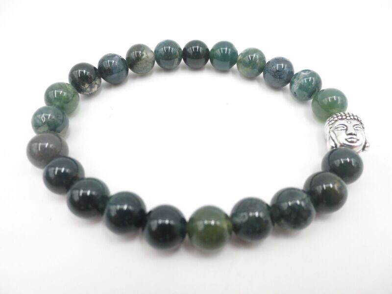 Moosachat Edelsteinarmband Buddha.