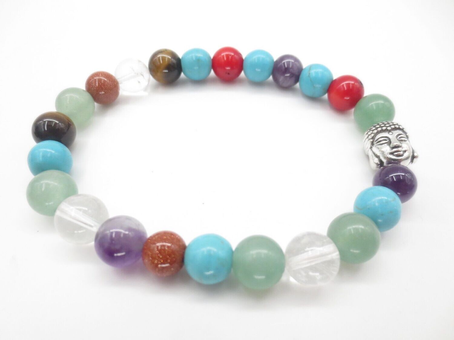 ​Gemischtes Edelsteinarmband Buddha.