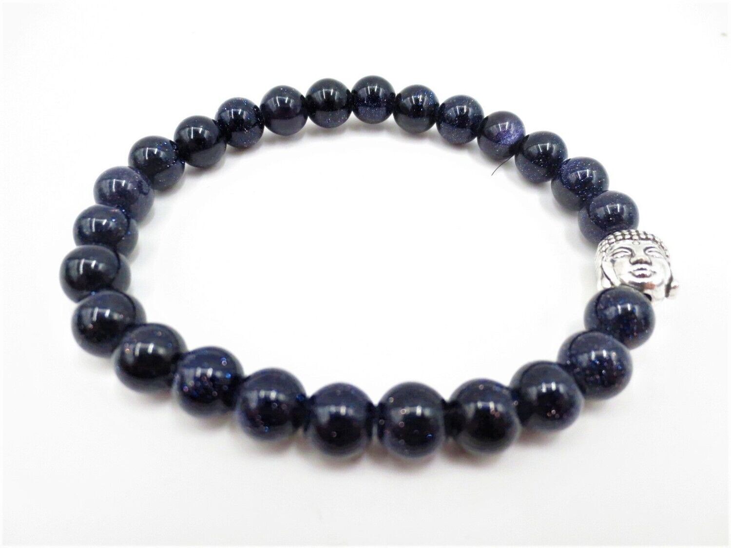 Goldfluss blau Edelsteinarmband Buddha.
