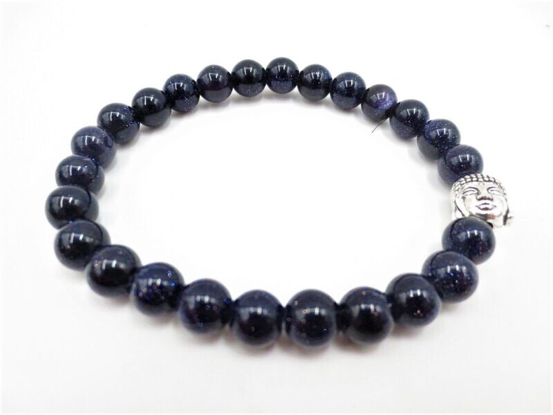 Goldfluss blau Edelsteinarmband Buddha.