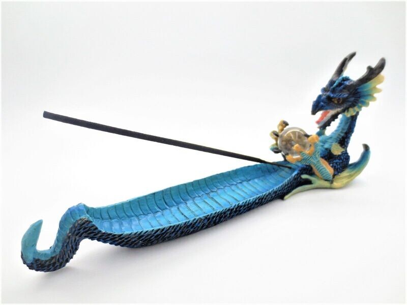 ​Räucherstäbchen- und Kegelhalter - blauer Drache