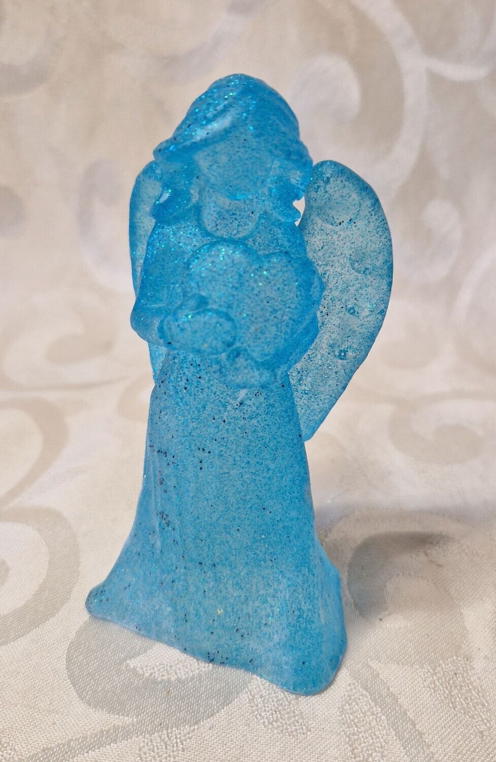 Engel mit Herz in Türkis-Glitzer