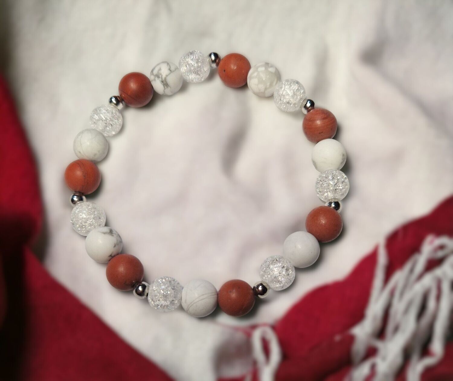 Howlith Crash-Kristall Schaumkoralle Armband - matt - 8 mm
