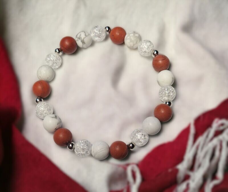 Howlith Crash-Kristall Schaumkoralle Armband - matt - 8 mm