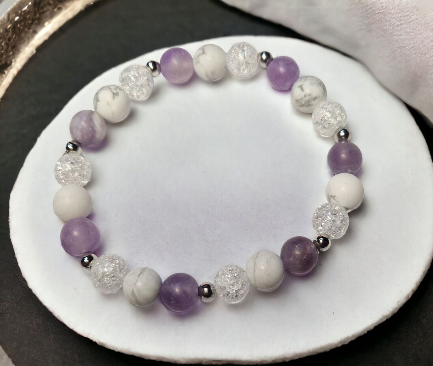 Howlith Crash-Kristall Amethyst Armband - matt - 8 mm