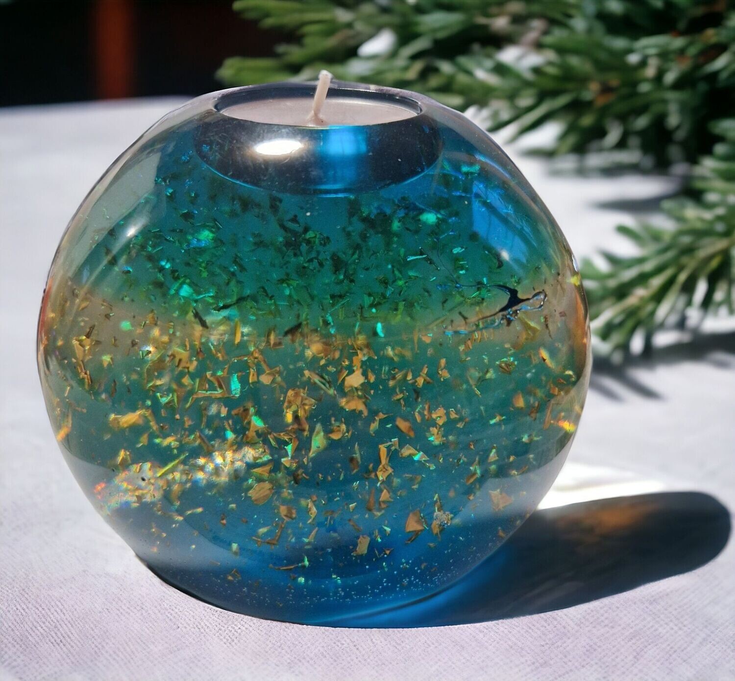 ​Kugelkerzenhalter - mit goldfarbenem Schlagmetall - ca. 12 cm