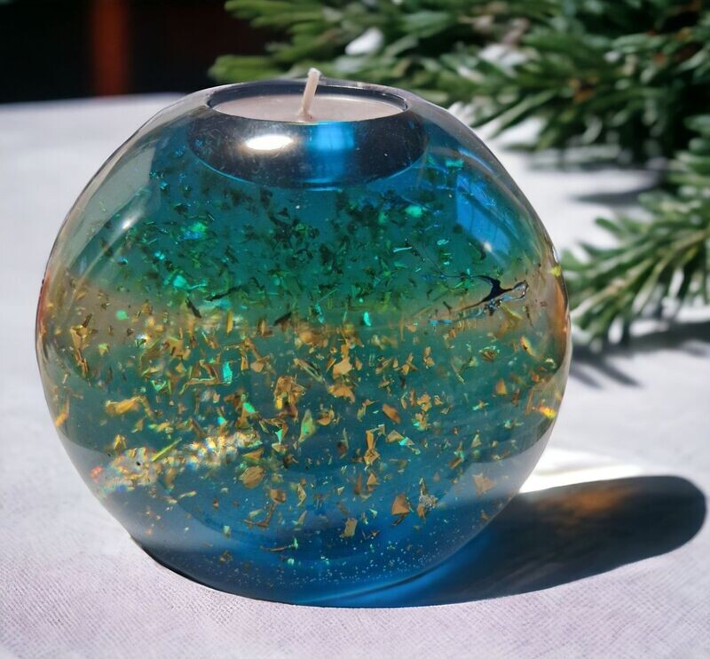 ​Kugelkerzenhalter - mit goldfarbenem Schlagmetall - ca. 12 cm