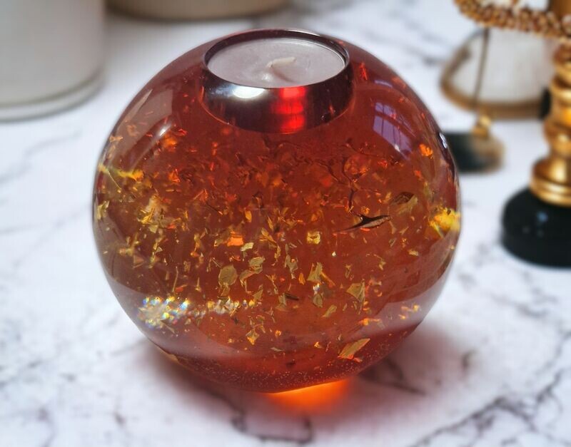 ​Kugelkerzenhalter - mit goldfarbenem Schlagmetall - ca. 12 cm