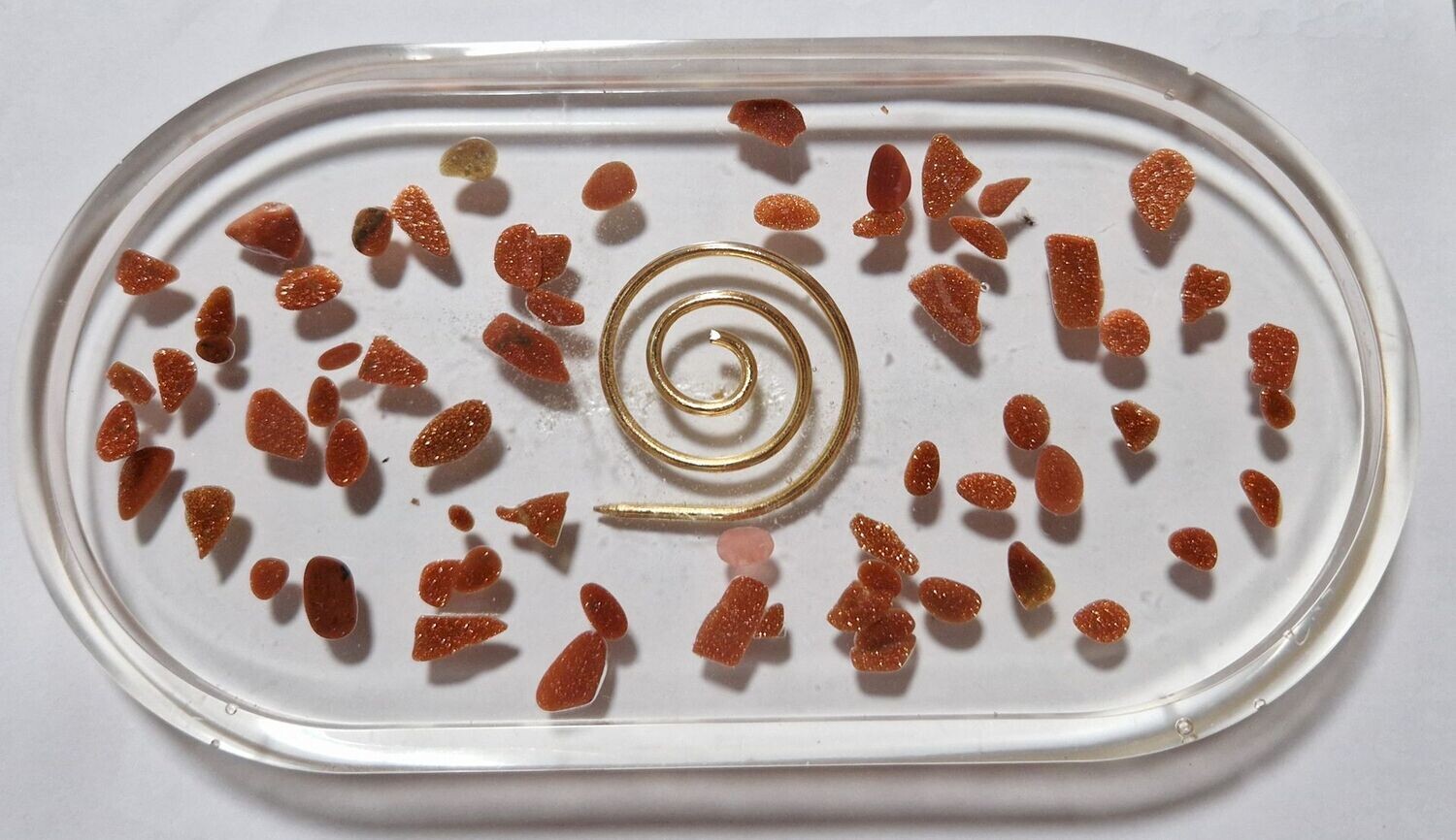 ​Energie Tablett - mit Goldfluss - mit Spirale - transparent