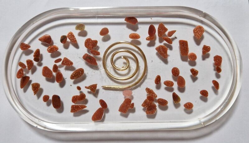 ​Energie Tablett - mit Goldfluss - mit Spirale - transparent
