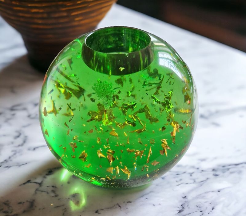 ​​​Kugelkerzenhalter - mit goldfarbenem Schlagmetall - ca. 12 cm