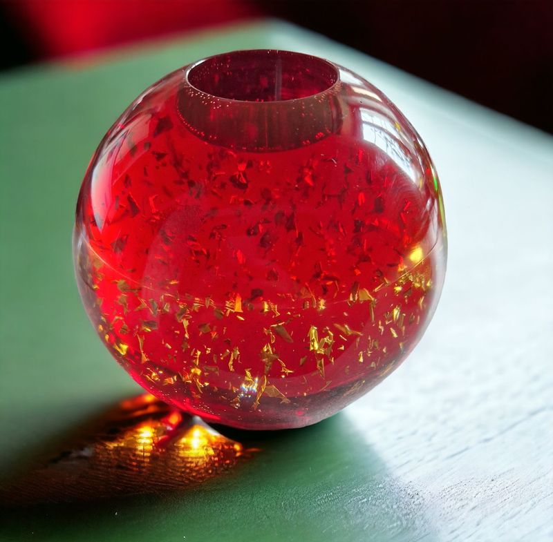 ​​Kugelkerzenhalter - mit goldfarbenem Schlagmetall - ca. 12 cm