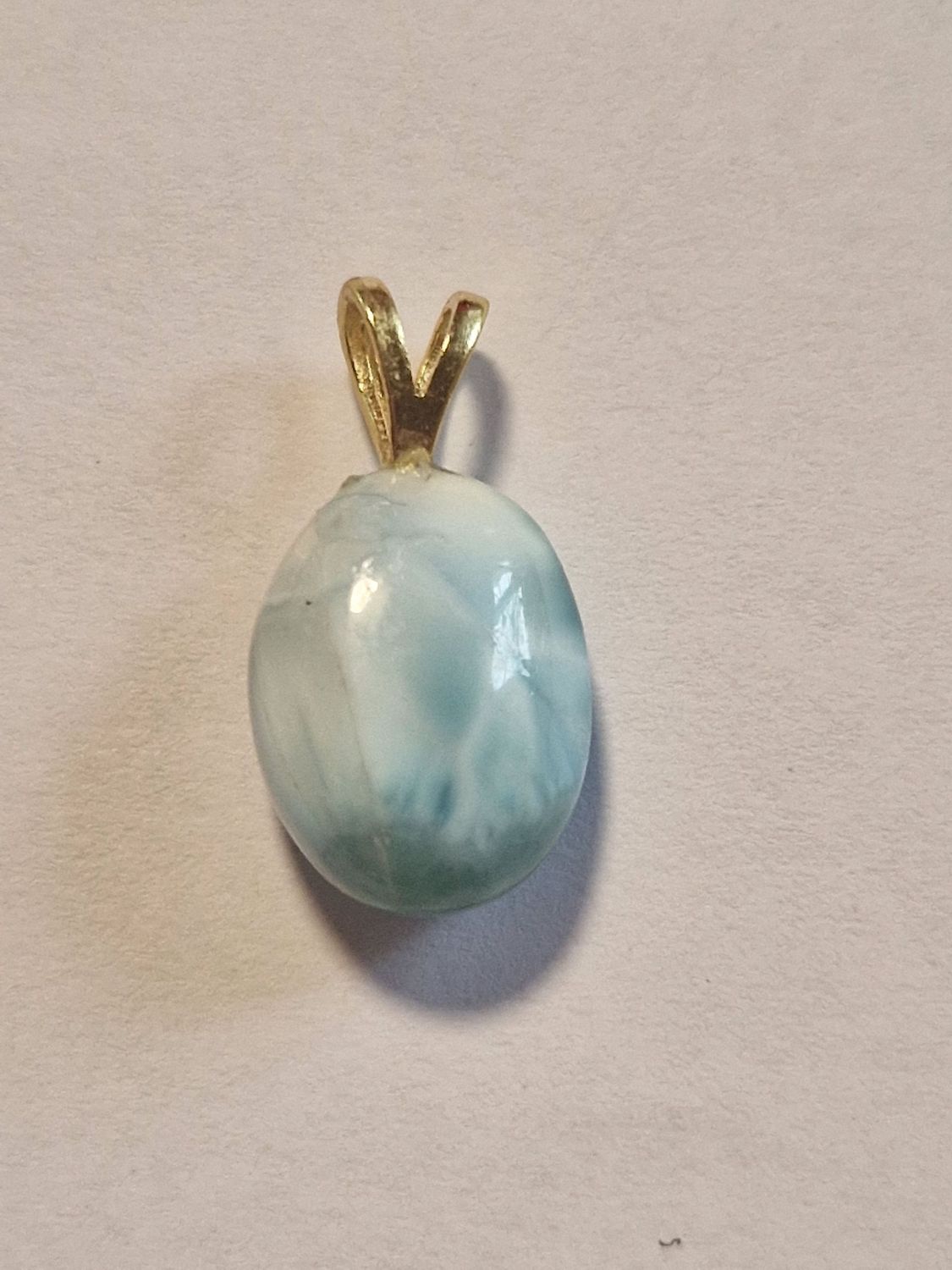 ​Larimar mit vergoldeter Silberöse 925