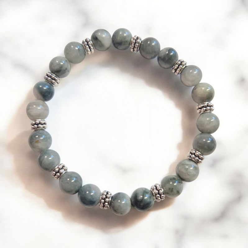 ​Armband - Turmalin Katzenauge - A Qualität - mit silberfarbenen Metallelementen - 8 mm