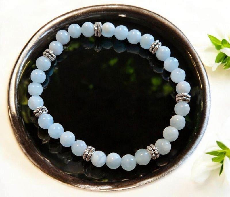 ​Armband - Aquamarin - AA Qualität - mit silberfarbenen Metallelementen