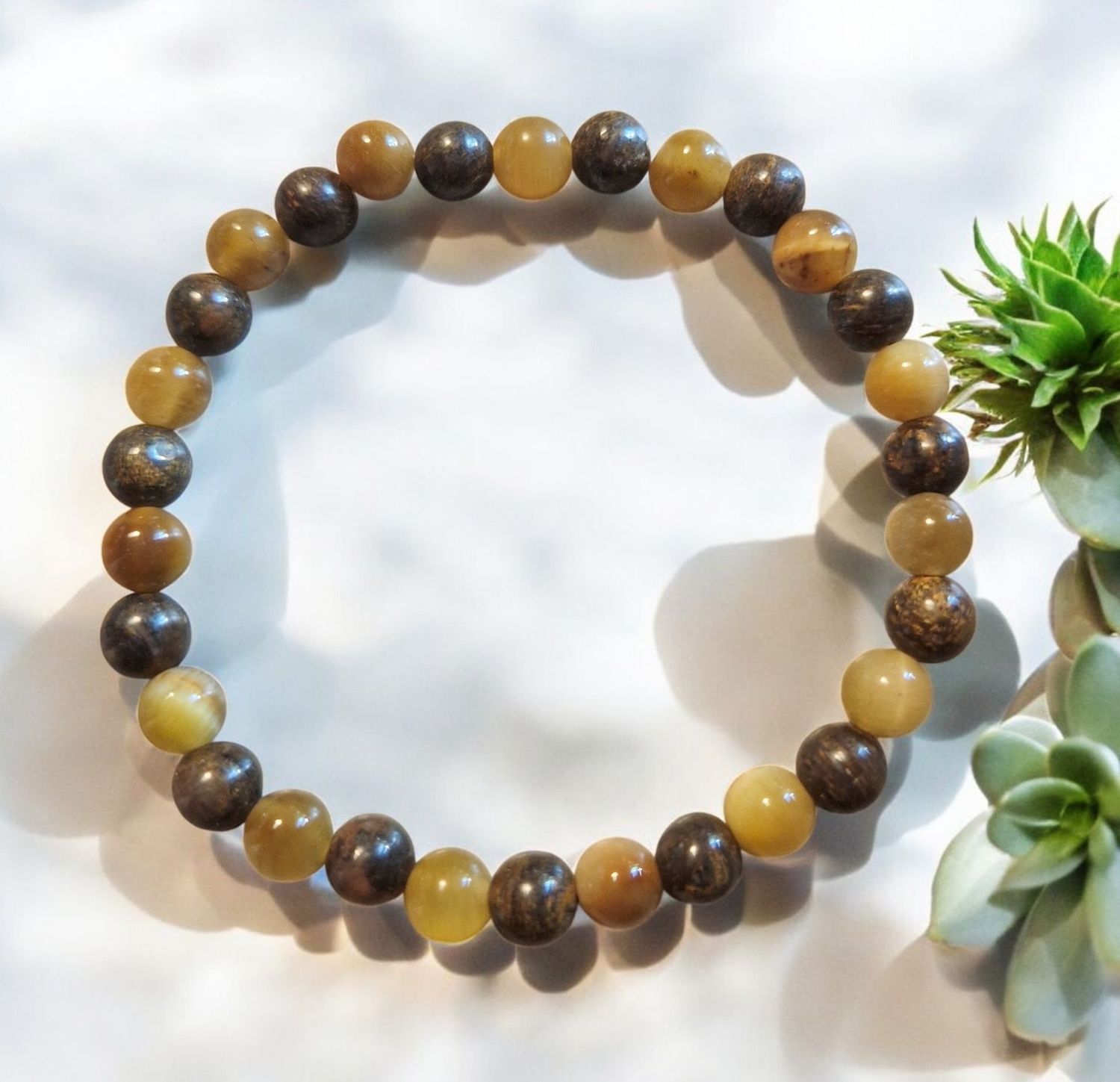 ​Armband - Bronzit & goldenes Tigerauge - A & AA Qualität