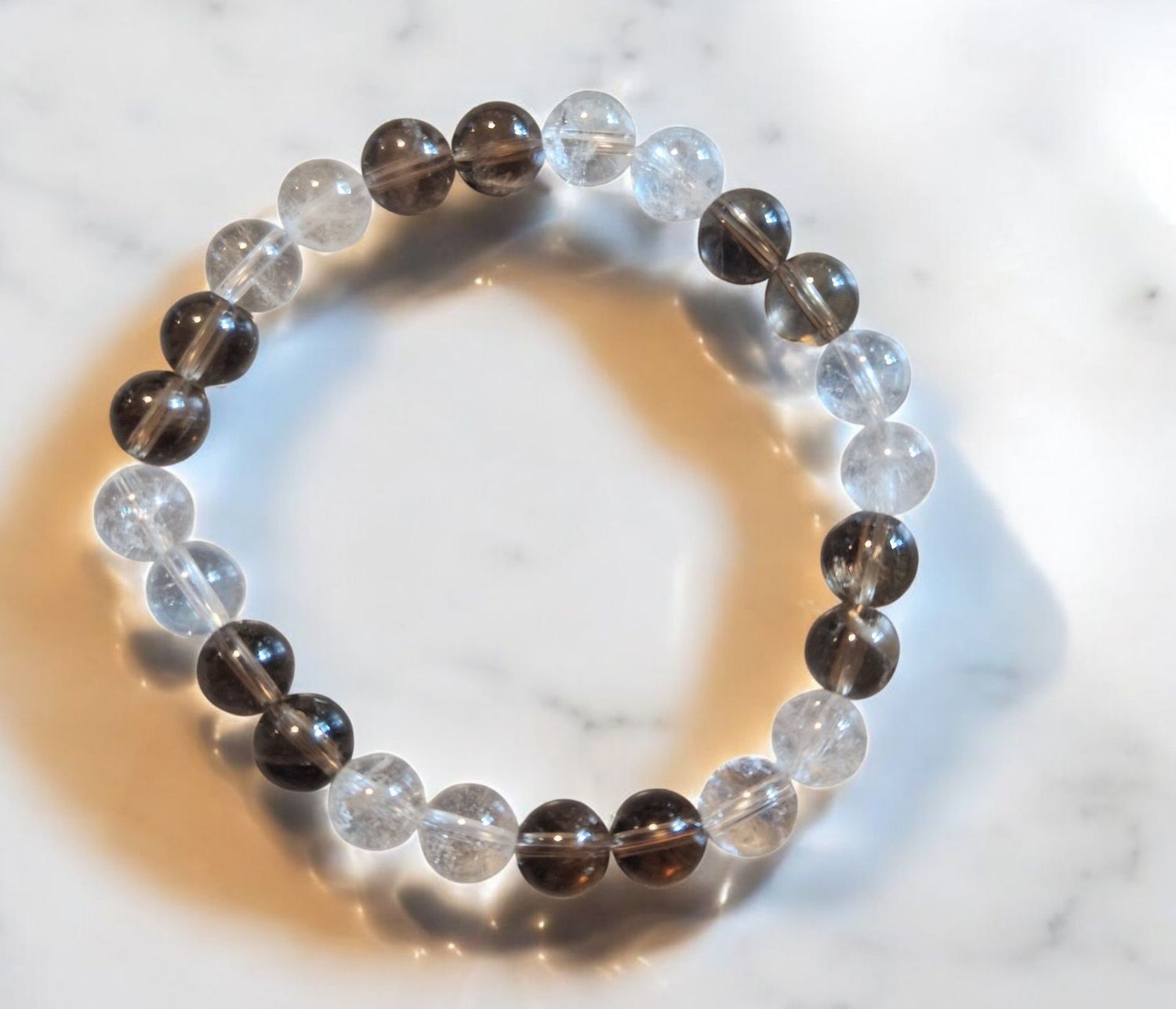 Armband - Bergkristall & Bergkristall rauchfarben - AA Qualität - 8 mm Armband - Bergkristall & Bergkristall rauchfarben - AA Qualität - 8 mm