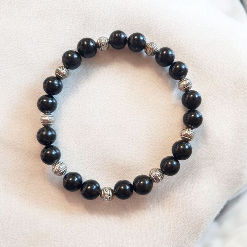 ​Armband - Turmalin - A Qualität - mit silberfarbenen Metallelementen - 8 mm