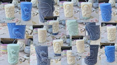 Motiv-Standkerzen aus Sojawachs