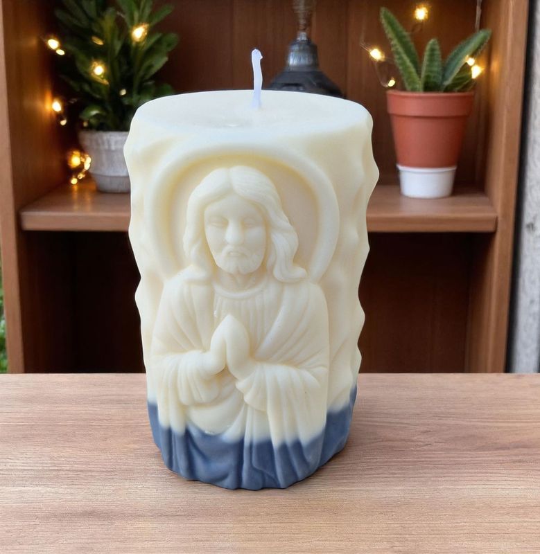 Standkerze aus Sojawachs Jesus Christus
