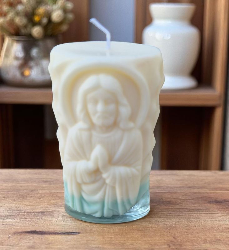 Standkerze aus Sojawachs Jesus Christus
