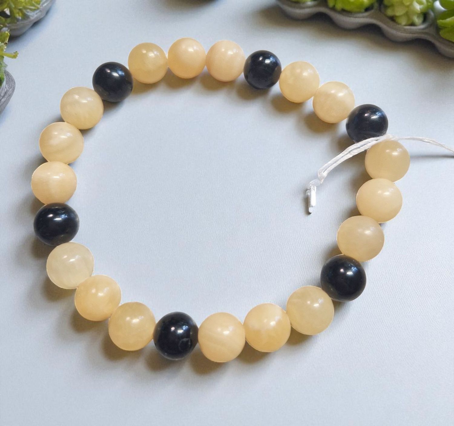 Armband - Calcit gelb & Turmalin - AB & A Qualität - 8 mm Armband - Calcit gelb & Turmalin - AB & A Qualität - 8 mm