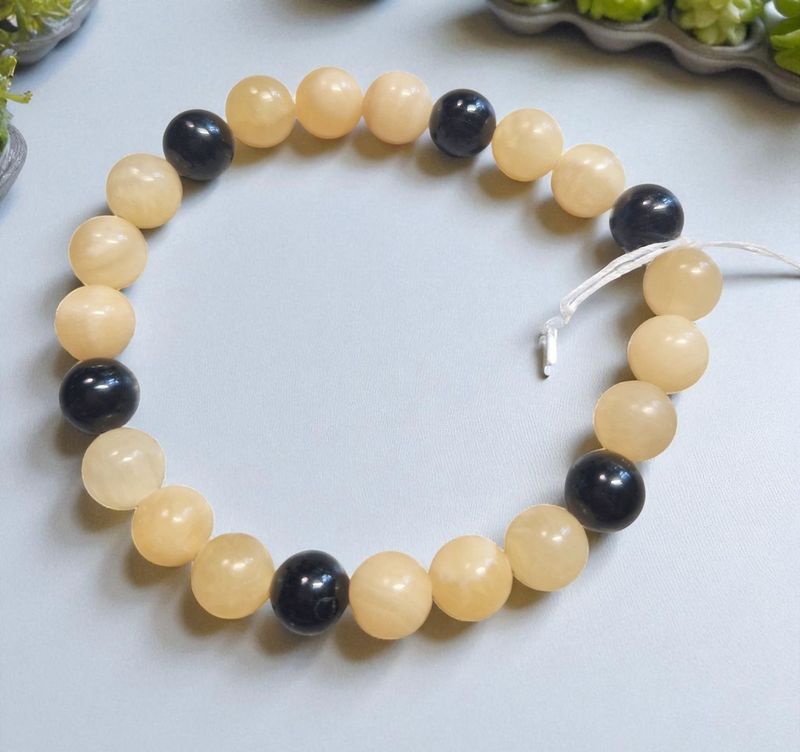 Armband - Calcit gelb & Turmalin - AB & A Qualität - 8 mm