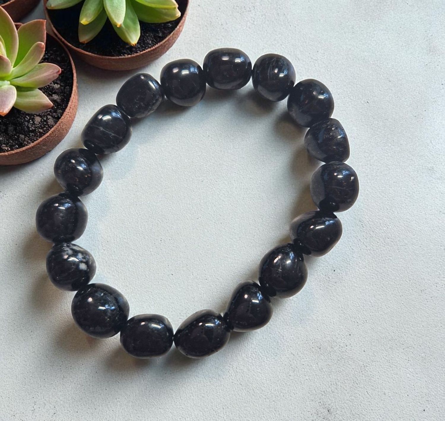 Armband - Barock - Turmalin (Schörl) - 8 bis 10 mm Armband - Barock - Turmalin (Schörl) - 8 bis 10 mm