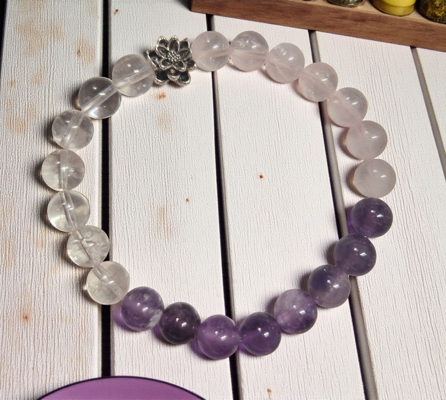 Armband - Das goldene Dreieck - A-Qualität - mit Lotusblume - 8 mm