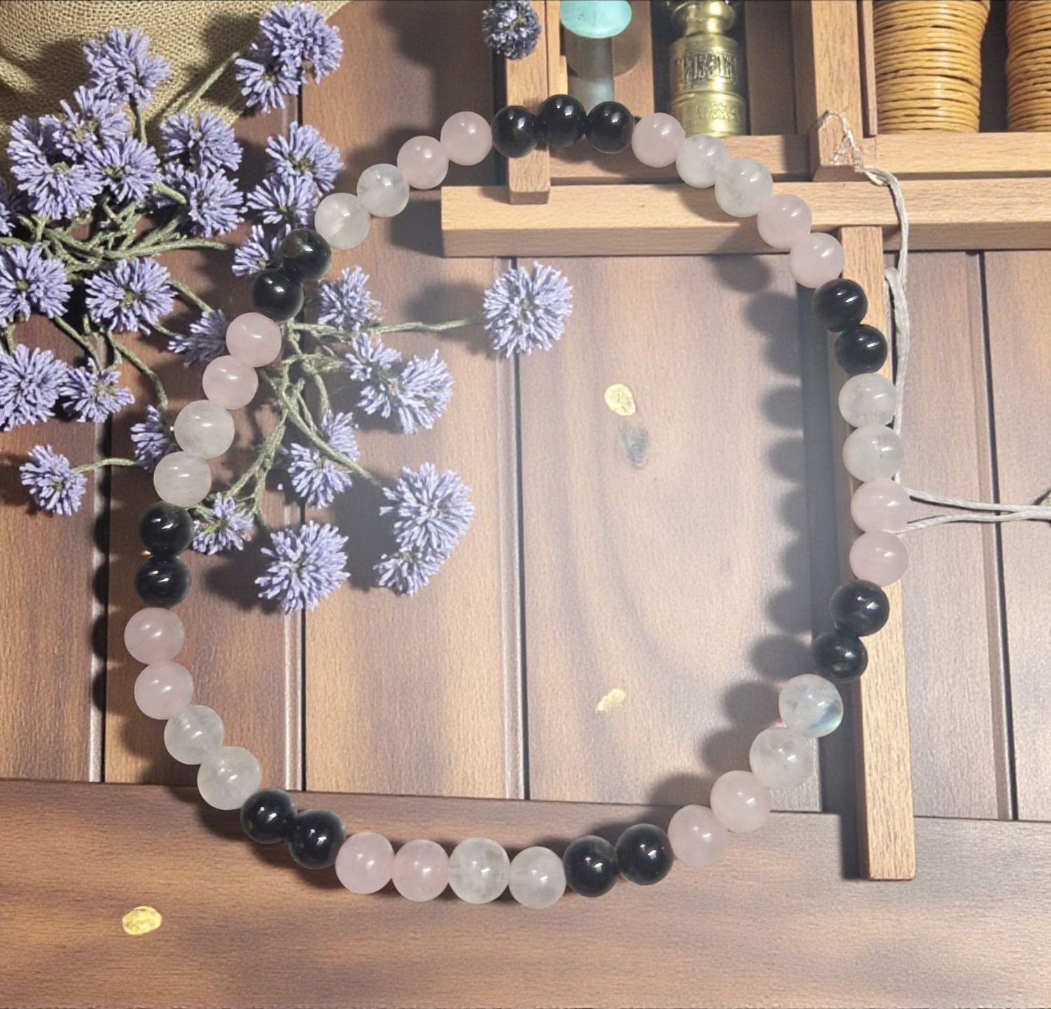 Armband - Peristeriet - Rosenquarz & Turmalin - A-Qualität - 4 mm Armband - Peristeriet - Rosenquarz & Turmalin - A-Qualität - 4 mm