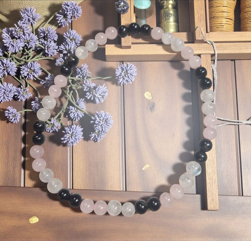 ​Armband - Peristeriet - Rosenquarz & Turmalin - A-Qualität - 4 mm