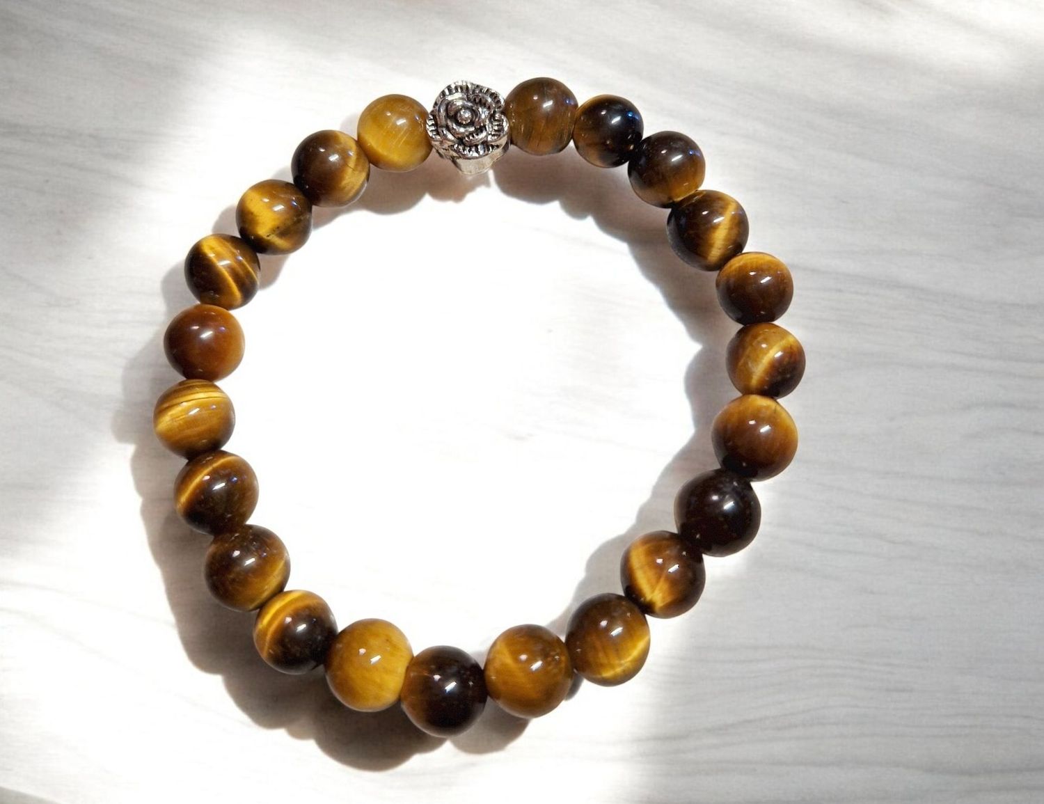 Armband - Tigerauge - Rose - A-Qualität - 8 mm