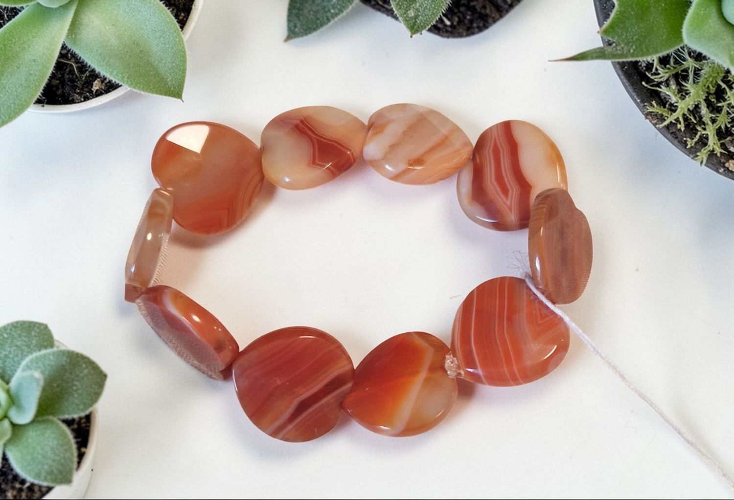 ​Armband - Streifenachat Herzarmband