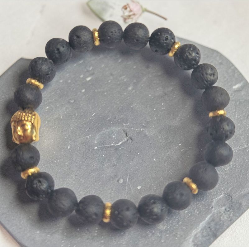 ​Armband - Lavastein A Qualität - Buddha - 8 mm