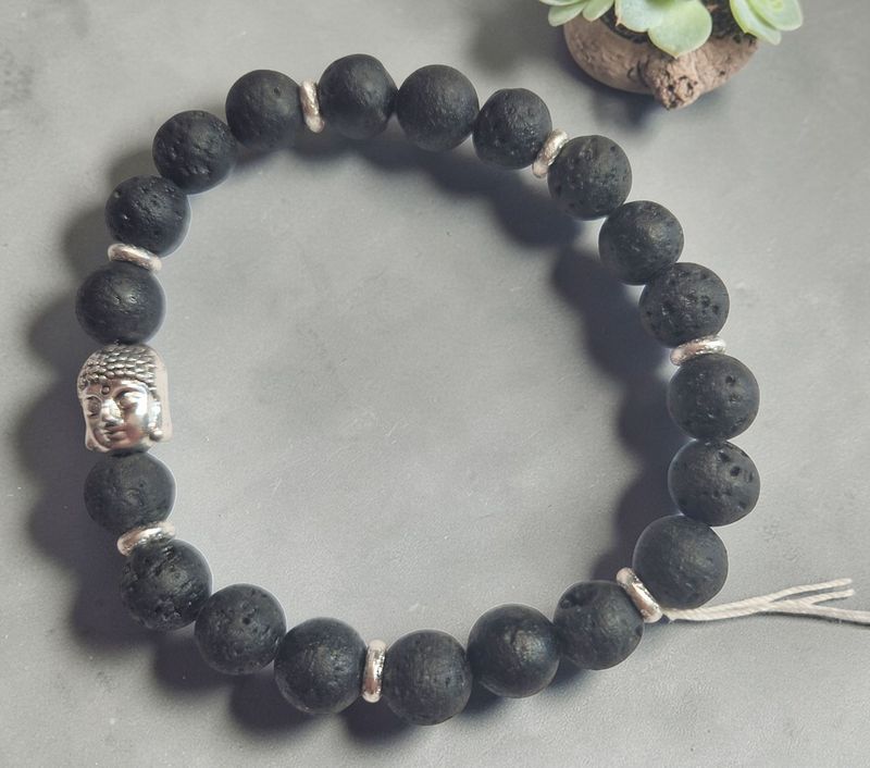 Armband - Lavastein A Qualität - Buddha - 8 mm