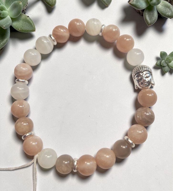 ​Armband - Mondstein Multicolor - AA Qualität - Buddha - 8 mm