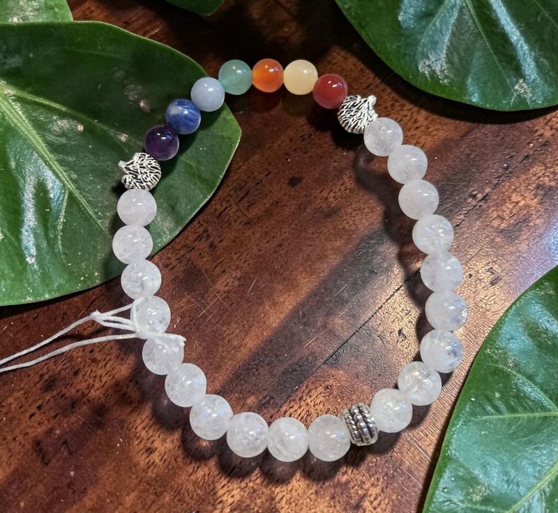 ​Chakra Armband - Crash Bergkristall - AB Qualität - Baum des Lebens - 6 mm