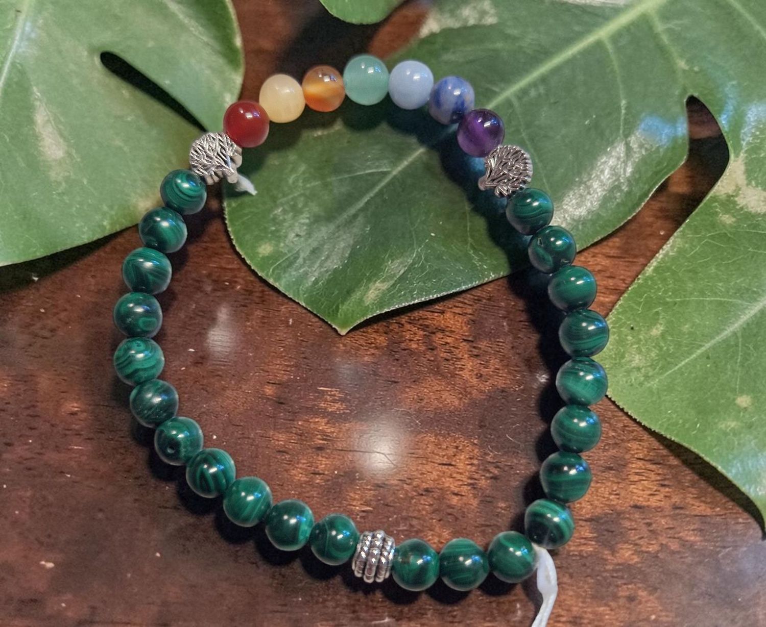 Chakra Armband - Malachit - A Qualität - Baum des Lebens - 6 mm Chakra Armband - Malachit - A Qualität - Baum des Lebens - 6 mm