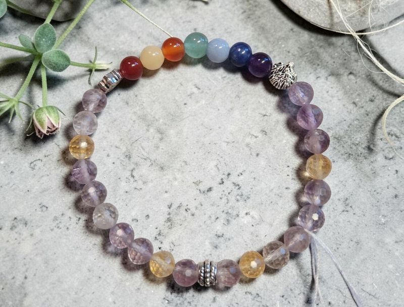 Chakra Armband - Ametrin facettiert - AB Qualität - Baum des Lebens - 6 mm