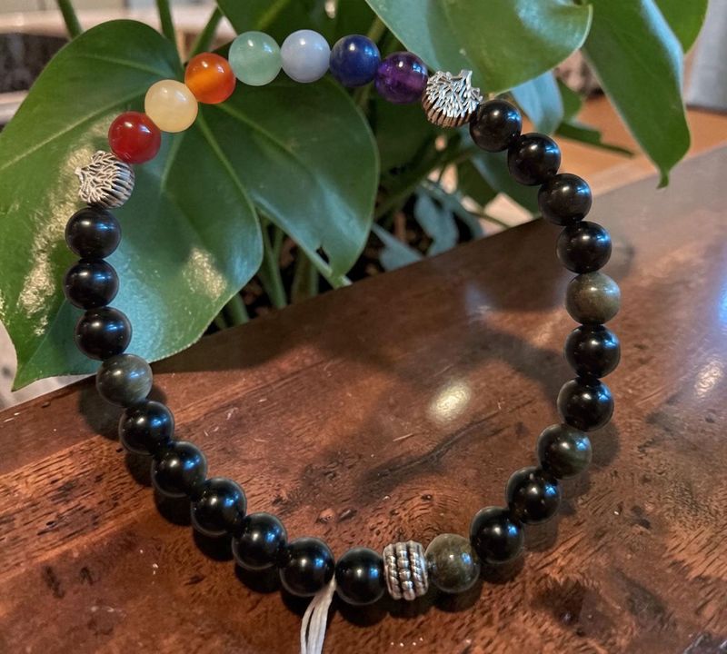 Chakra Armband - Obsidian gold - A Qualität - 6 mm