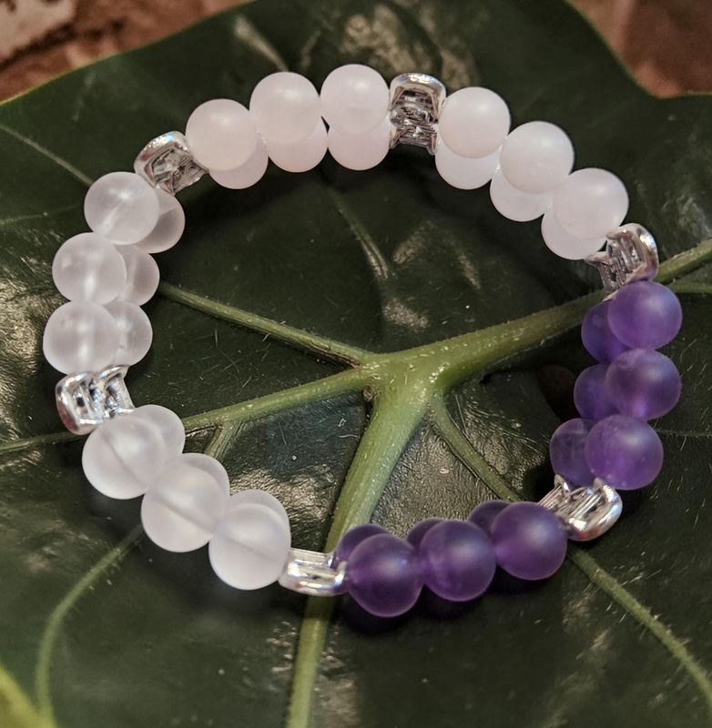 ​​Armband Doppelsträngig - Das goldene Dreieck - Amethyst, Rosenquarz & Bergkristall - AB Qualität - 8 mm
